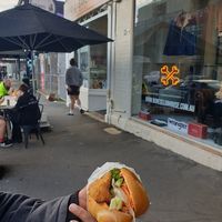 Eggplant tempura banh mi at Trang Bakery and Cafe in Collingwood