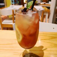 Pineapple juice with some fruits, ice and mint, nice and refreshing. at Zen Tea in San Martin De Los Andes