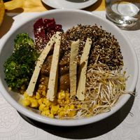 Salad with quinoa, corn, tofu, broccoli, sprouts and beetroot. at Zen Tea in San Martin De Los Andes