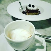 raw cheesecake and soy cappuccino. at Ginger in Rome