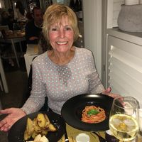 My mam who is trying to go vegan enjoying pasta  at Ginger in Rome
