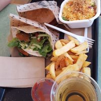 Vienna burger, swing wrap, coleslaw and fries at Swing Kitchen - Operngasse in Vienna