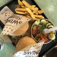 My mum's order and mine, same sandwich with different sides  at Swing Kitchen - Operngasse in Vienna