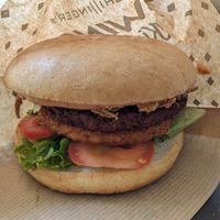 Swing burger with added potato rosti. Big buns! at Swing Kitchen - Operngasse in Vienna