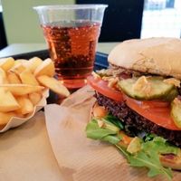 Swing burger and fries at Swing Kitchen - Operngasse in Vienna