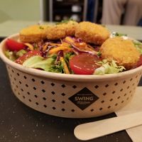 Salad, vegan chicken at Swing Kitchen - Operngasse in Vienna