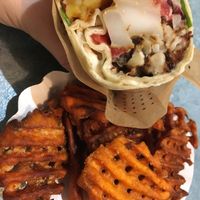 Cauliflower wrap with sweet fries at Swing Kitchen - Operngasse in Vienna
