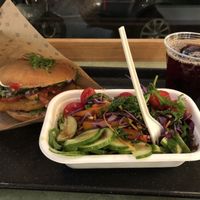 the menu is a very very good deal and filling... garden salad is great at Swing Kitchen - Operngasse in Vienna