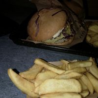 Vienna burger and fries at Swing Kitchen - Operngasse in Vienna