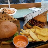 burgers and fries at Swing Kitchen - Operngasse in Vienna