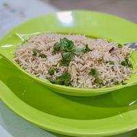 Vegan Peas Pulao at Greenleaf Cafe in Central Singapore
