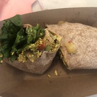 Breakfast burrito with mango chunks!  at Gnome Cafe in Charleston