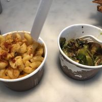 Mac and cheese and Brussels sprouts  at Gnome Cafe in Charleston