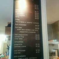 drink menu board at Gnome Cafe in Charleston