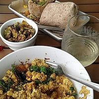 Breakfast burrito & cheese southern grits at Gnome Cafe in Charleston