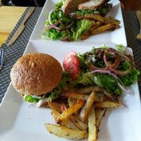 Vegan burger at Jalus Vegan Kitchen in Hanoi