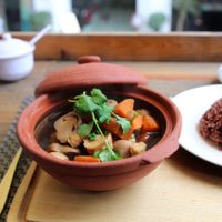braised tofu with mushrooms  at Jalus Vegan Kitchen in Hanoi