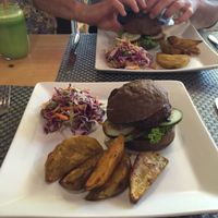 Black bean burger at Jalus Vegan Kitchen in Hanoi
