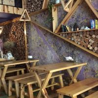 cute interior...but the plants are all dead. at Jalus Vegan Kitchen in Hanoi