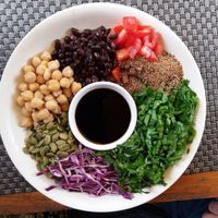 3 Bean salad and 3 shredded salad at Jalus Vegan Kitchen in Hanoi