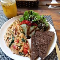 Vegan omelette at Jalus Vegan Kitchen in Hanoi