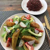 Jalus salad +  red rice  at Jalus Vegan Kitchen in Hanoi