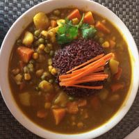 Chickpea and potato curry at Jalus Vegan Kitchen in Hanoi