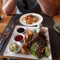 Platter and pumpkin lasagne at Jalus Vegan Kitchen in Hanoi
