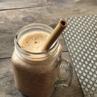 Blended espresso & banana smoothie  at Jalus Vegan Kitchen in Hanoi