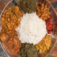 Create this yummy pan from the 7 vegan and gluten-free dishes we ordered! All very delicious !  at Maharaja in Sarasota