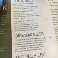 Menu 1 at The Organik Store in Glenelg