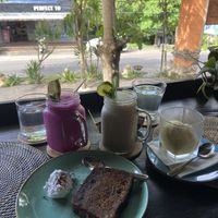 Smoothies, banana bread, ice cream and view  at Yoga Searcher in Pecatu