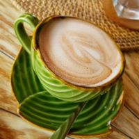 Hot chocolate with almond milk at Yoga Searcher in Pecatu