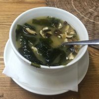miso soup with shiitake mushrooms  at Slivka in Sochi