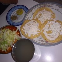 Vegan Pozole, creamy tostadas. at Govinda Ram in Mexico City