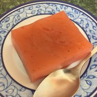 Strawberry and blueberry vanilla pudding at Govinda Ram in Mexico City