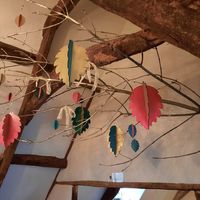 Interior Christmas decorations at The Royal Oak in Tetbury