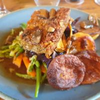 Sunday roast with mini egan yorkies too at The Royal Oak in Tetbury