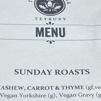 Sunday menu  at The Royal Oak in Tetbury