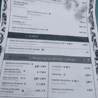 The menu at La Huerta 9 in Sevilla