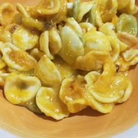 Orecchiette con crema di zucca at Vibrazioni Vegetali in Abbiategrasso