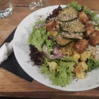 Bowl with califlower and tofu at Wesola Cafe in Krakow