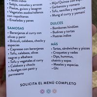 Menu  at La Cocina de Daksha in Tigre