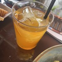 Green iced tea with yuzu  at cacao in Prague
