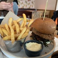 Christmas special vegan fried chicken burguer 🍔  at Mildreds - Camden in North West London