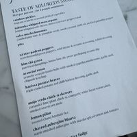 Tasting menu  at Mildreds - Camden in North West London