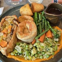 Sunday roast chick'n leek sweet potato lattice at Mildreds - Camden in North West London