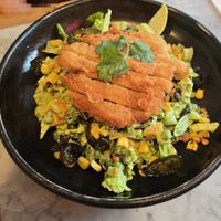 diosa verde salad & blackened saffron tofu with chicken at Mildreds - Camden in North West London