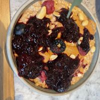 Berries & peanut butter porridge   at Mildreds - Camden in North West London