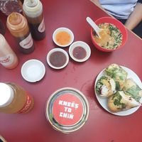 Tofu roll, miso soup, edamame and yummy sauces :) at Knees to Chin in Brussels